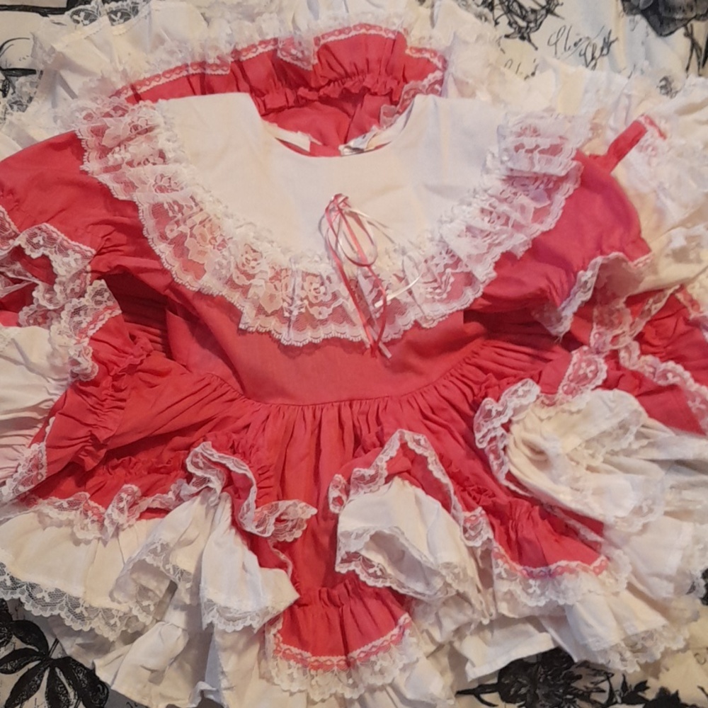 Lid’l Dolly’s Pink and White Ruffled Lace Full Dress size 3T Pageant Twirl Dress